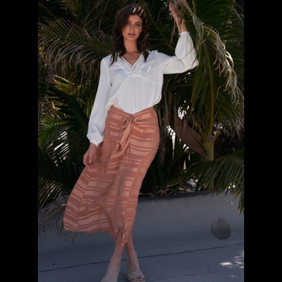 Hollis Tonal Stripe Flared Midi Skirt